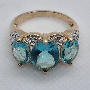 NWOT Designer Ross Simons Carribbean Tourmaline And Diamond Ring